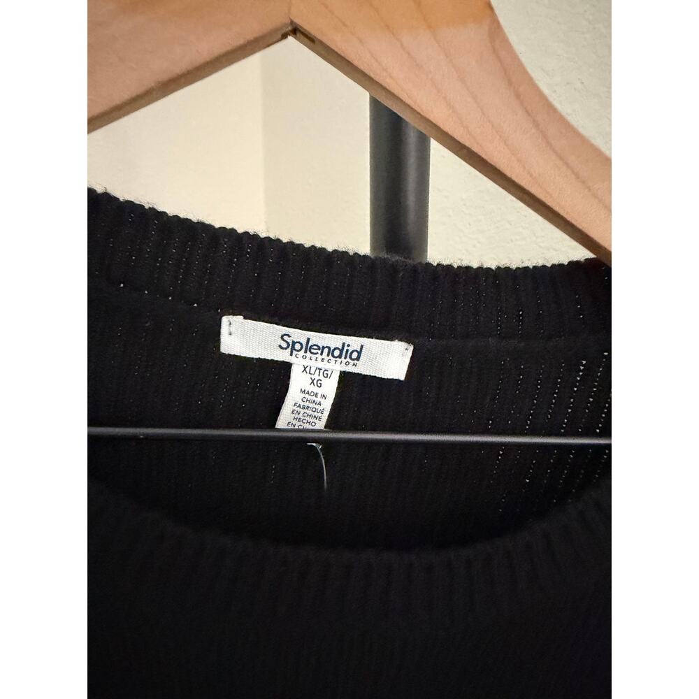 New splendid Farah pearl trim black ribbed sweater XL - Picture 6 of 7